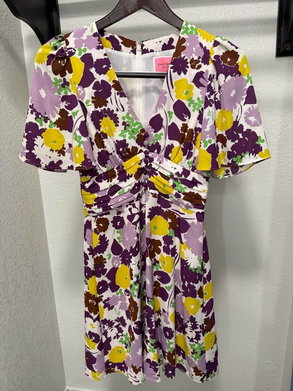 Kate Spade New York Swing Flora V-Neck Floral Print Mini Dress-0